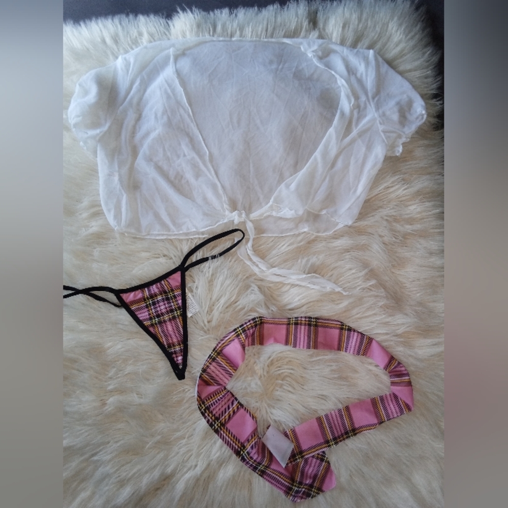 Dreamgirl White and Pink Plaid Private Lessons Bedroom Costume